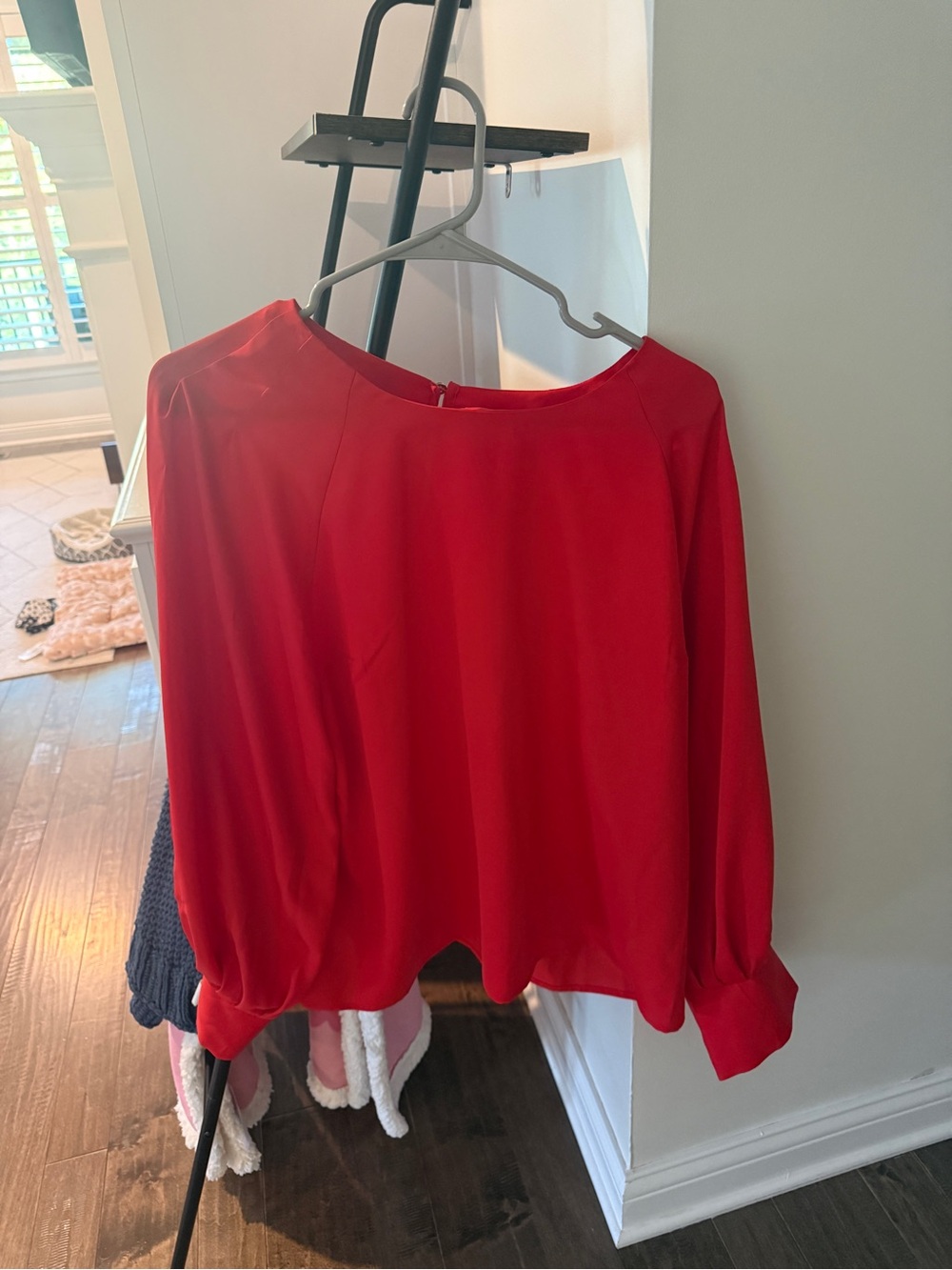 Nine West Bright Red Long-Sleeve Blouse